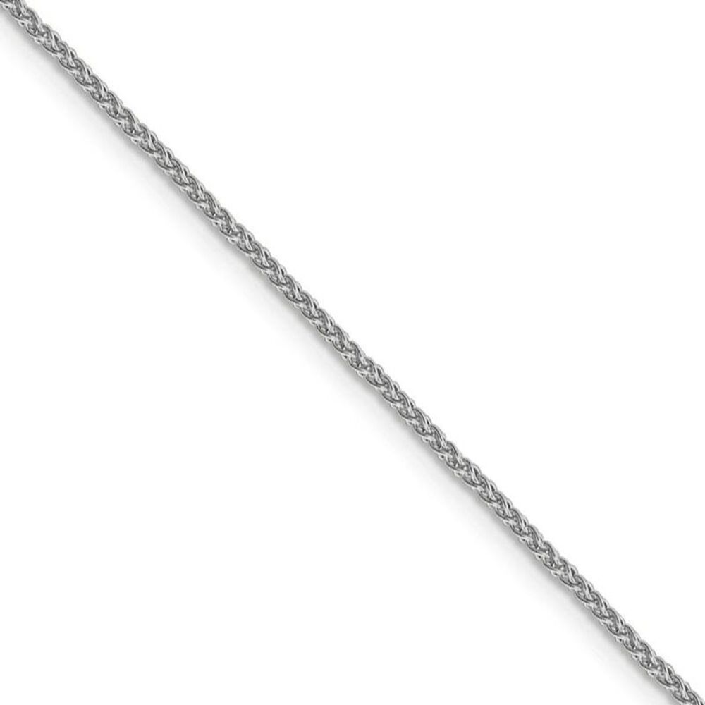 1.5mm 10k White Gold Solid Diamond Cut Wheat Chain Necklace, 18 Inch